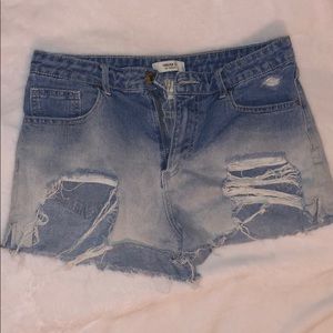 Light washed jean shorts